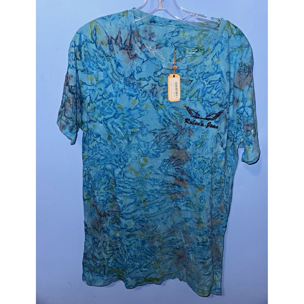 Robin's Jean Mens Blue Green Graphic Logo T-Shirt XL M1403-424